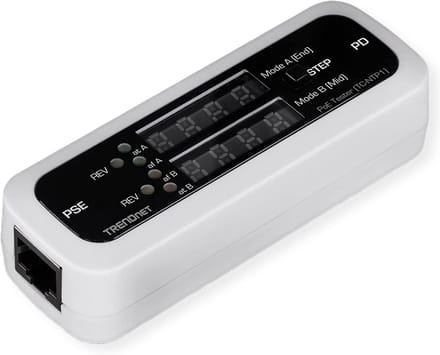 PoE-kabeltester voor 4PPoE, PoE+, PoE en passieve PoE-technologie, met LED-display en zonder batterij