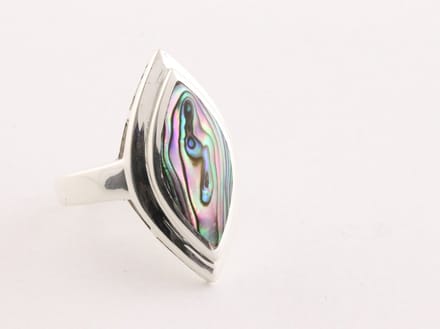 Hoogglans zilveren ring met abalone schelp - maat 17