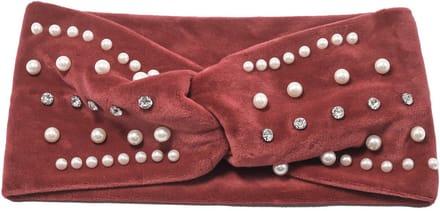 Emilie collection – Haarband – Rood – Fluweel – Parels & Strass – Luxe Afwerking