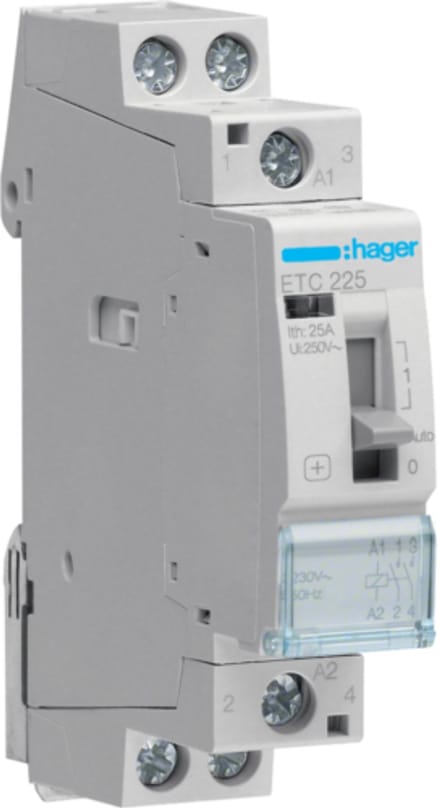 Hager - Contactor d/n 2X25A 230V 2NO - ETC225