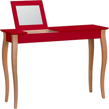 Kaptafel met Spiegel en Opberglade - Compact en Duurzaam Hout - Rood