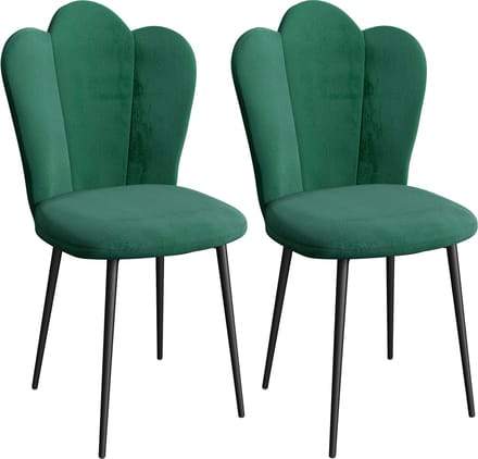 PIPIPOXER- Eetkamerstoelen - Set Van 2 - kaptafelstoel, metalen poten,Groen