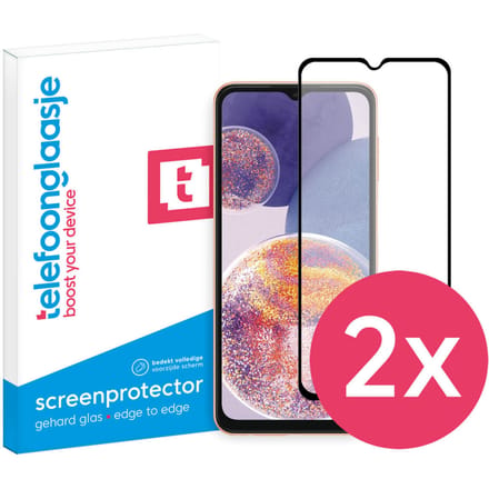 DuoPack: Samsung Galaxy A23 screenprotector gehard glas Edge to Edge