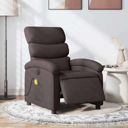 vidaXL - Massagestoel - elektrisch - verstelbaar - stof - donkerbruin