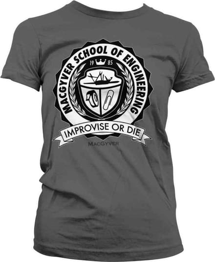 MacGyver Dames Tshirt -S- School Of Engineering Grijs