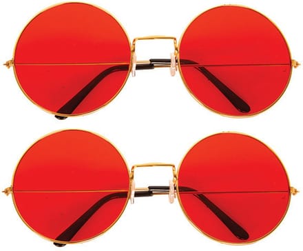 Hippie Flower Power - Zonnebril - 2 stuks - ronde glazen - rood