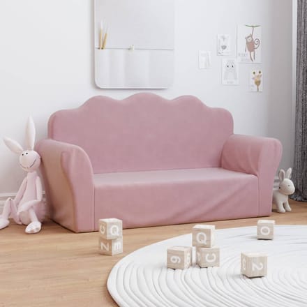 vidaXL - Kinderbank - 2-zits - roze - zacht - pluche