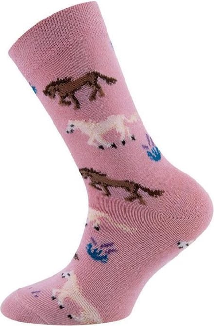 Kindersokken Oudroze met Paarden - 23/26