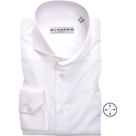 Ledub slim fit overhemd - wit - Strijkvriendelijk - Boordmaat: 45