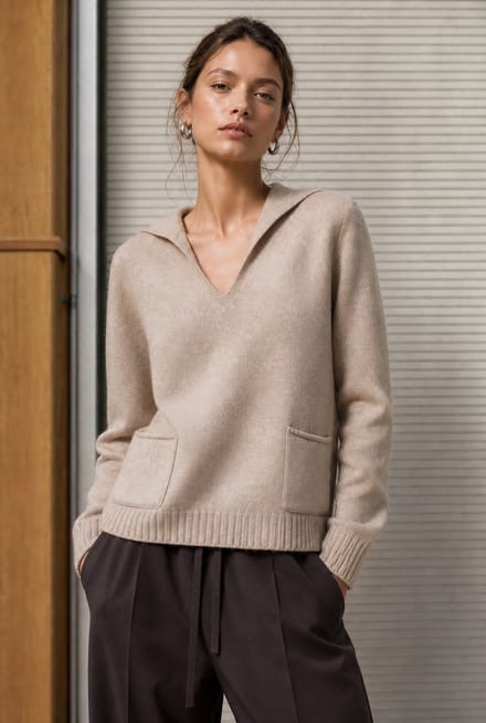 V-neck dyed viscose pullover NB2310 | Camel - Camel / S