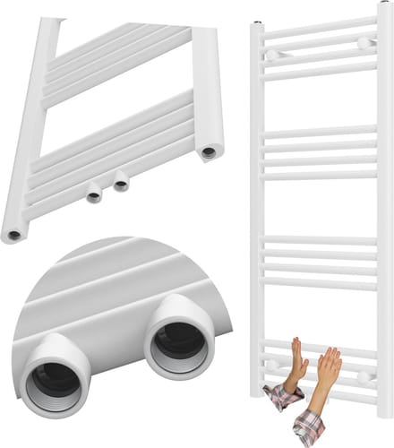 Granitan Badkamerradiator Raven - 110x50cm - Wit - Ladderverwarming - Handdoekradiator