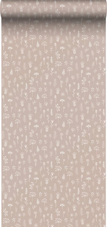 ESTAhome behang bloemmotief oudroze en wit - 53 cm x 10.05 m - 139280