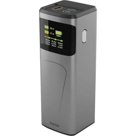 Hama High Power Powerbank 20000 mAh USB PD 3.0, Quick Charge 3.0 Li-ion USB-C, USB-A Grijs Statusweergave