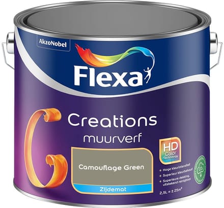 Flexa - Creations Muurverf Zijdemat - Camouflage Green - Mengverf - 2,5 L