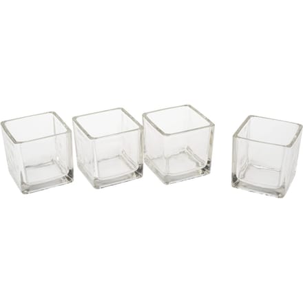 VBS Theelichtglazen "Cube", 4 stuks