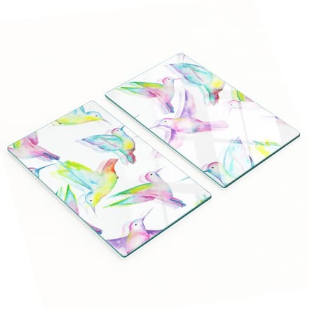 Multifunctionele decoratieve glazen borden met kolibrie-print 2x30x52 cm