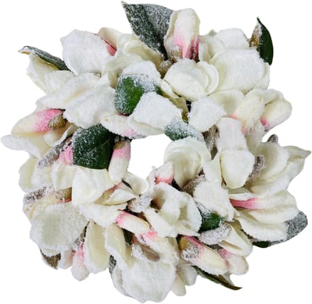 Inspiruj - Feestelijke Deurkrans - Wit - Magnoliabloemen - 32 cm