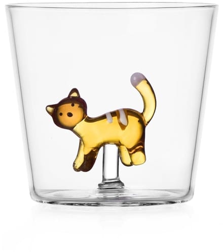 Ichendorf Milano - Waterglas Amber Cat met witte strepen - Waterglazen