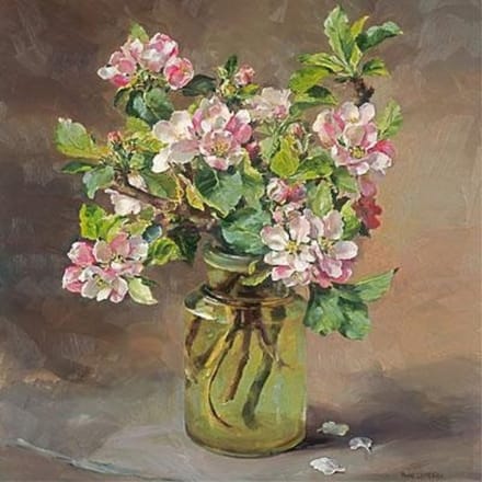Dubbele kaart met env. Appel bloesem 15x15cm
