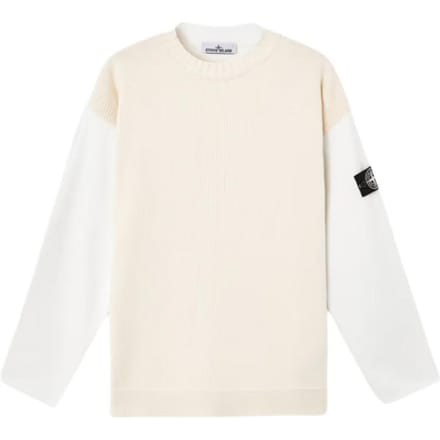 Stone Island Ss25 Série Raw Beauty Pull en maille à col rond découpé coupe ample manches longues Pull homme K2S155100014S00TB-V0093 M white