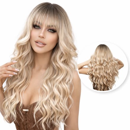 SassyGoods Blonde Pruik - Pruiken Dames Lang Haar - Wig - Wasbaar - Blond - 65 cm