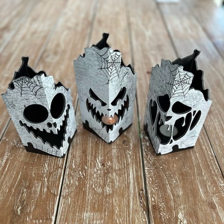 GR Theelicht - Waxinelichtjeshouder - Kaarshouder - Halloween - Scary - set van 3