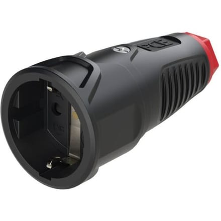 PCE 2510-src Koppeling met randaarde Kunststof, Rubber 230 V Zwart IP20