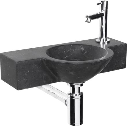 Differnz Teti fonteinset - 40x23x8cm - Rond - 1 kraangat - Zwart