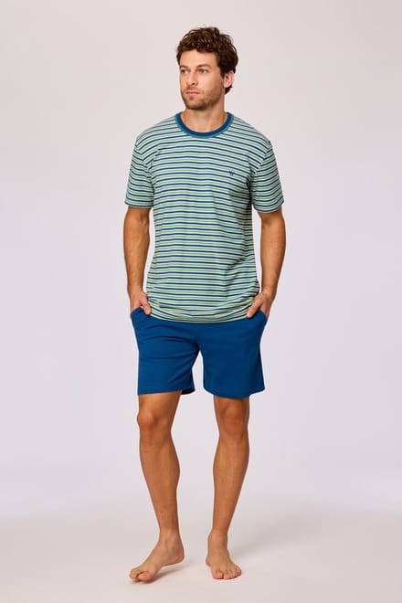 Woody heren pyjamaset groenblauw Medium - 261-10-QPB-Z/908