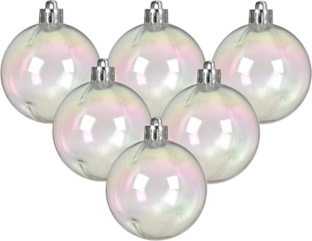 Decoris kerstballen - 12x stuks - 8 cm - transparant parelmoer -kunststof -kerstversiering