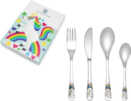 Zilverstad - Kinderbestek Unicorn Eenhoorn 4-delige set RVS 18/10