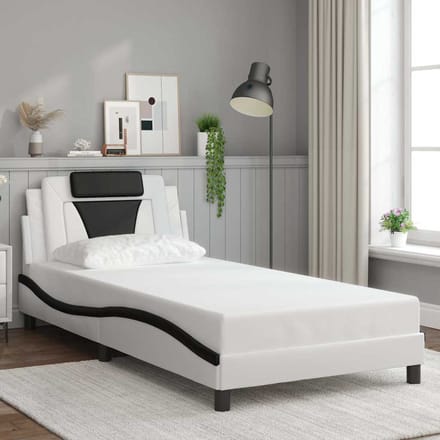 vidaXL - Bedframe - "Viana" - zonder - matras - kunstleer - zwart - en - wit - 100x200 - cm