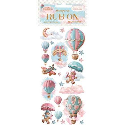 Stamperia - Candy Christmas Rub-on 4x8,5 Inch Air Balloons (DFLRB172)