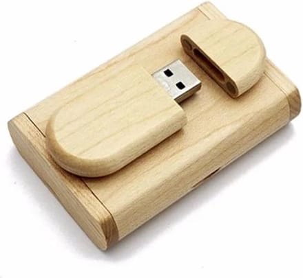 Ovaal hout usb stick in hout doos 128GB 3.0