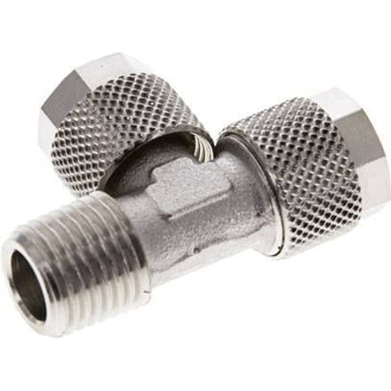 10x8 & R1/4'' Vernikkeld Messing T-Opsteekkoppeling Buitendraad [2 Stuks]
