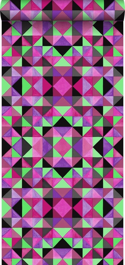 Origin Wallcoverings behang kubisme roze en groen - 53 cm x 10.05 m - 346912