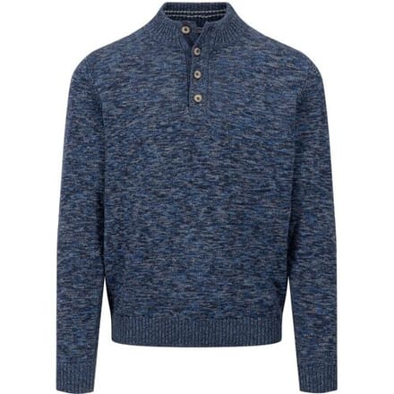 Fynch-Hatton Trui Buttoned Troyer Twisted Mouliné Navy / male