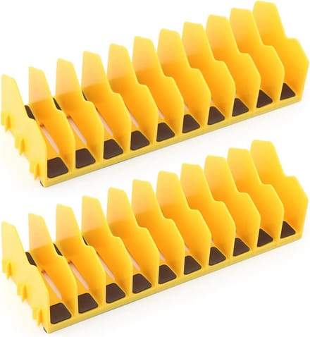 Geel 2-Pack Tang Organizer Rack met Antislip Basis - 20 Slots Gereedschap Organizer voor Efficiënte Opslag