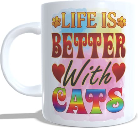 Koffie beker - thee mok - life is better with a cat