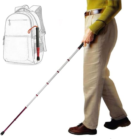 Blindenstok Telescopisch - Wandelstok Opvouwbaar - Veilig Lopen - Titaniumlegering - 138cm - Zilver