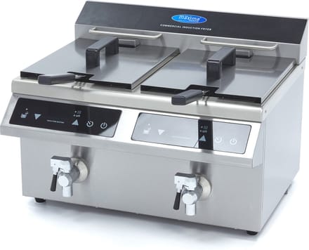 Frituurpan - 2x 8 L - 2 Manden - met Tapkraan - Inductie
