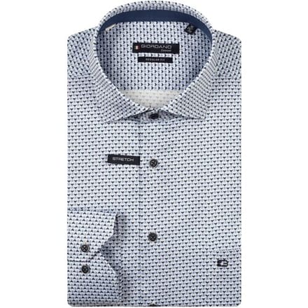 Giordano Overhemd Maggiore Semi Cutaway Satin Stretch Graphic Pattern Navy / male