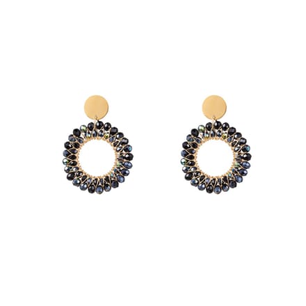 Go Dutch Label Oorknoppen beads circle Zwart