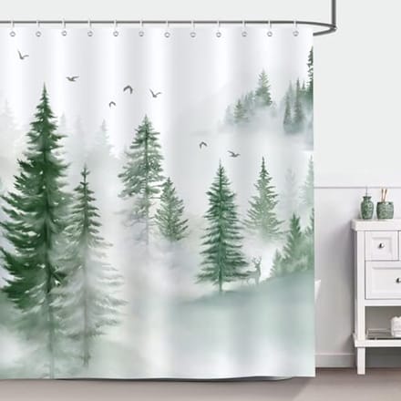 Misty Forest Douchegordijn 180 x 180 cm - Waterdicht en Schimmelbestendig