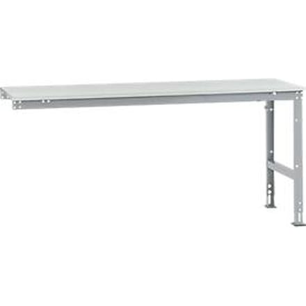Manuflex aanbouwtafel UNIVERSAL Standaard, 2000 x 800 mm, melamine lichtgrijs, aluminium zilver