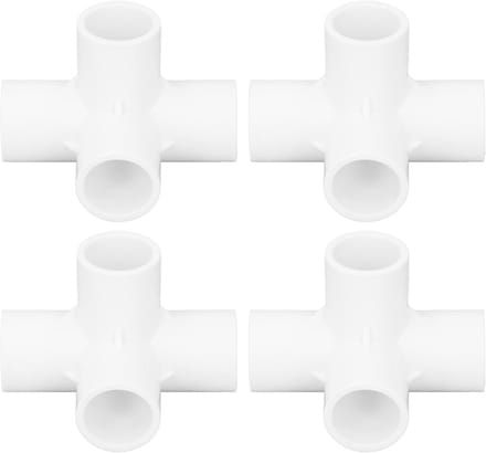 PVC Fitting - Pijpconnector Hoek - Frame Bouwen - Vierweg Verbinding - 25 Mm Diameter - Wit