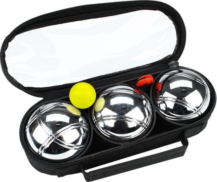 Get & Go Jeu de Boules Set IV - 3 Ballen - Chroom/Zwart - Staal