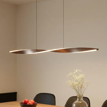 Lindby LED hanglamp Jaren, zwart/bruin, 100 cm, CCT