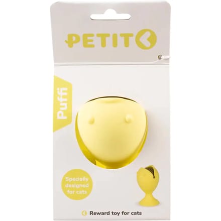 Ebi Petit snackspeeltje Puffi met catnipbal Geel