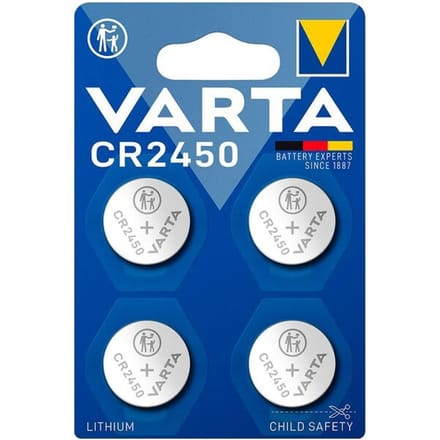 Varta batterij lithium, knoopcel, CR2450, 3V elektronica, retailblister (4-pack)